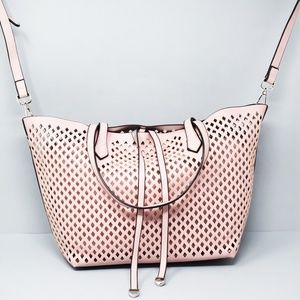 Diamond Perforated Satchel Bag - PINK